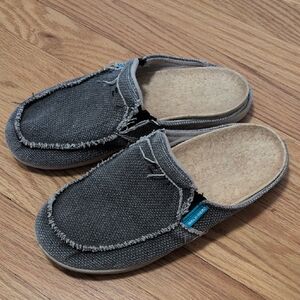 Spenco Walkhero Gray Slip-On Mules with Frayed Edge Women's 8 (39)